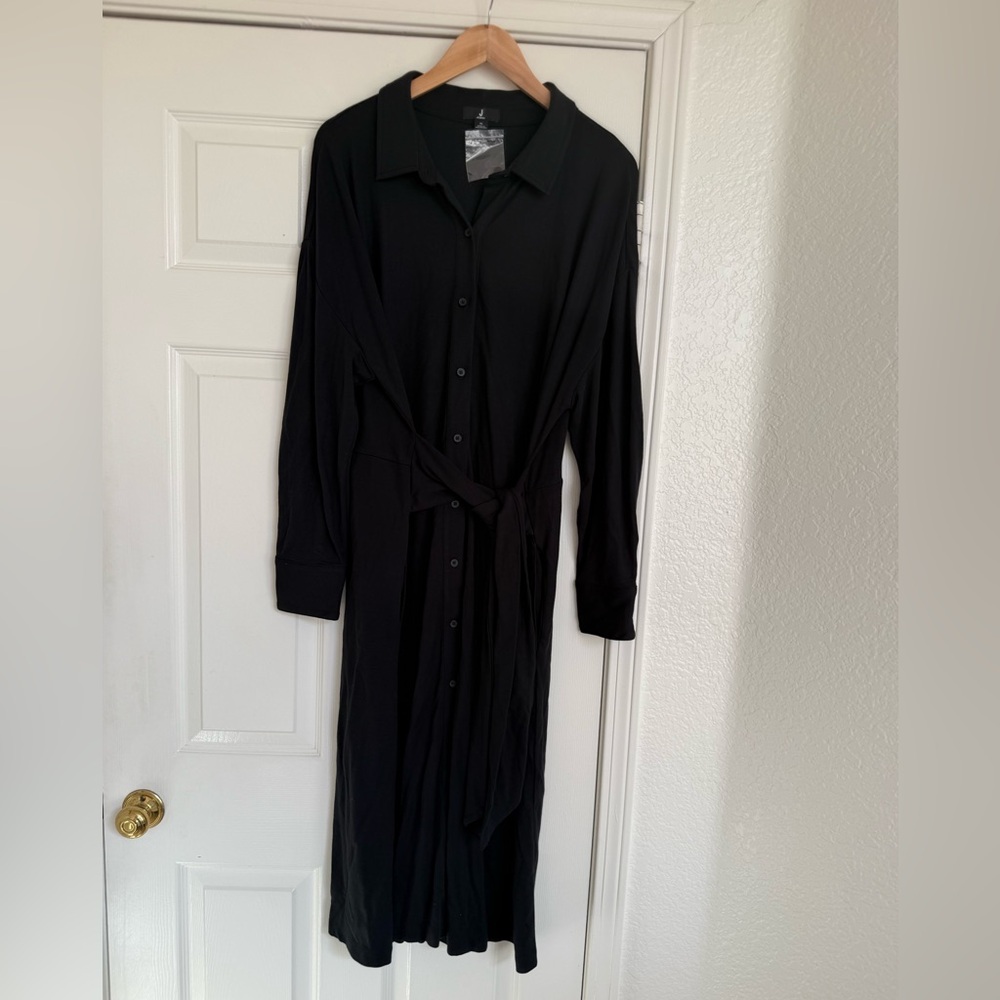Jason Wu J Jason Wu Regular Draped Shirt Midi Dress Black Size XL Long Sleeve - Picture 2 of 6